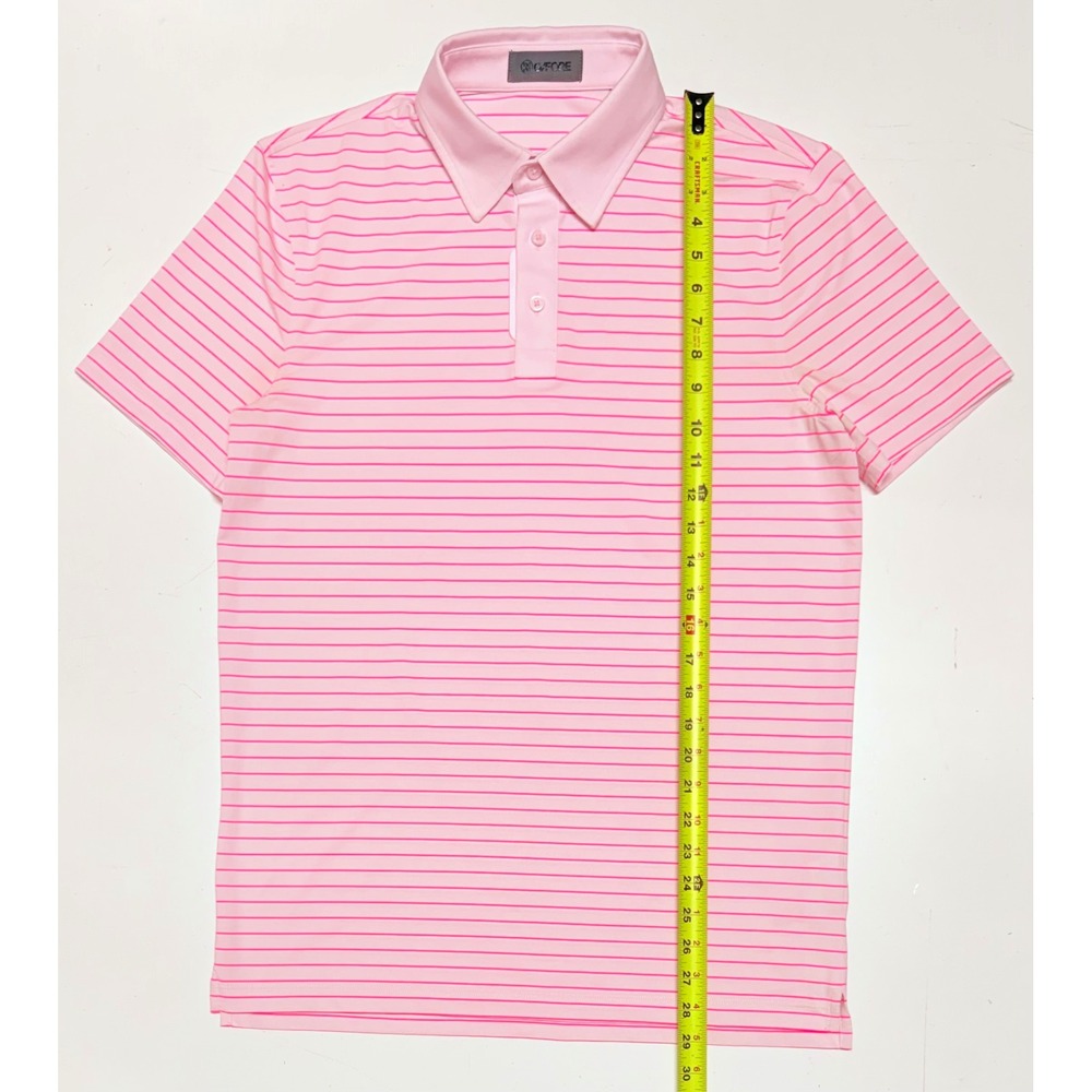 G/FORE Mens Pink Striped Short Sleeve Golf Polo Shirt Size Small Stretch S